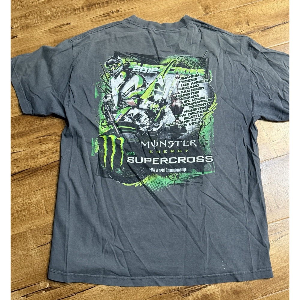 AMA Supercross FIM World Championship 2012 Gray Distress T-Shirt Motocross Sz XL